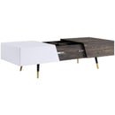 Acme Furniture Orion 84680 Coffee Table - White High Gloss and Rustic Oak IMAGE 3