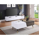 Acme Furniture Orion 84680 Coffee Table - White High Gloss and Rustic Oak IMAGE 7