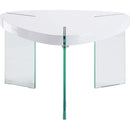 Acme Furniture Noland 84920 Coffee Table - White High Gloss & Clear Glass IMAGE 2
