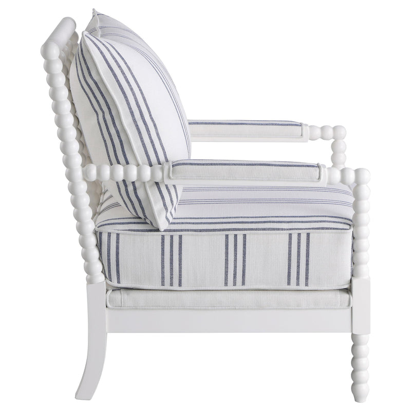  Coaster Furniture Blanchett 903835 Upholstered Bobbin Accent Chair - White and Navy IMAGE 8