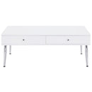 Acme Furniture Weizor 87150 Coffee Table - White High Gloss & Chrome IMAGE 1