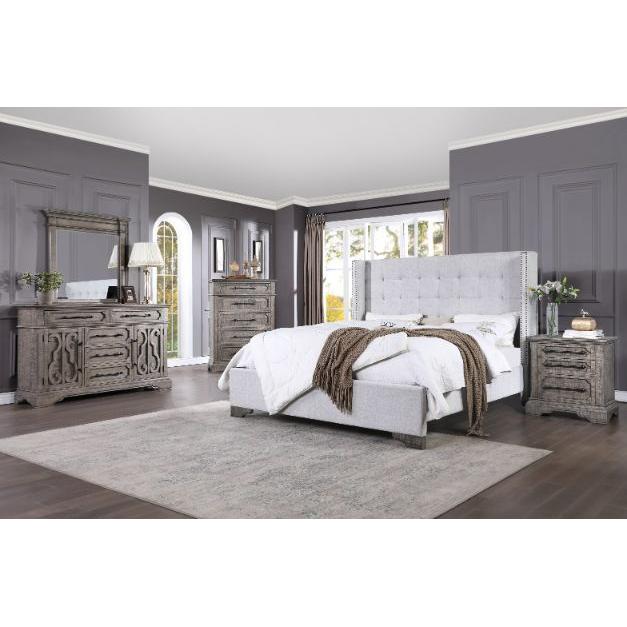 Acme Furniture Artesia King Upholstered Panel Bed 27697EK IMAGE 3