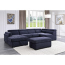 Acme Furniture Nekoda 55520 Storage Sleeper Sectional Sofa & Ottoman - Navy Blue IMAGE 1