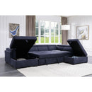Acme Furniture Nekoda 55520 Storage Sleeper Sectional Sofa & Ottoman - Navy Blue IMAGE 3