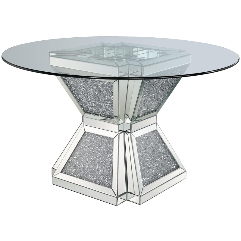 Acme Furniture Round Noralie Dining Table with Glass Top and Pedestal Base 72960 IMAGE 2