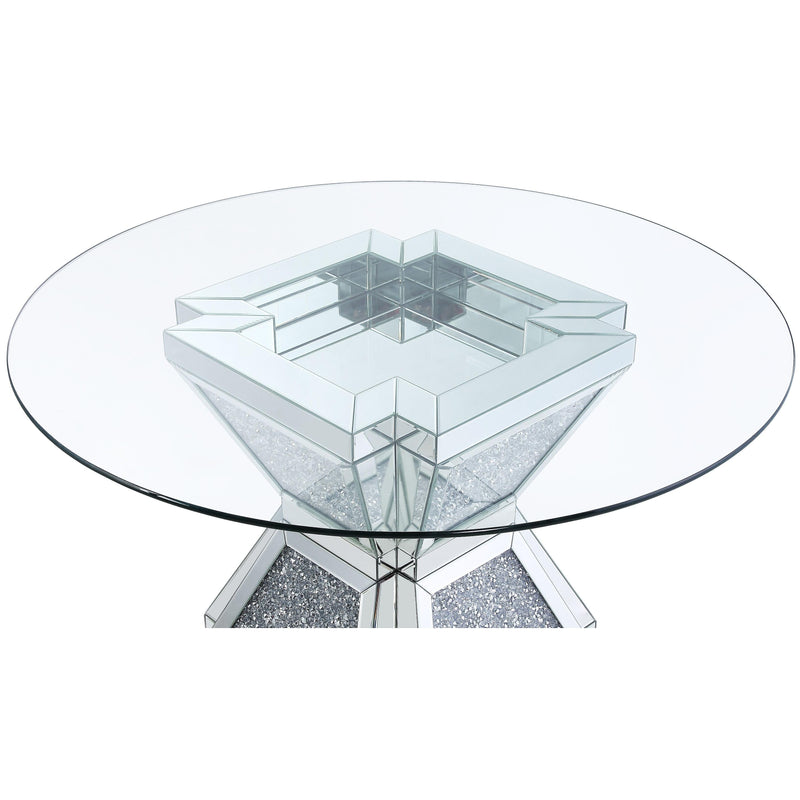 Acme Furniture Round Noralie Dining Table with Glass Top and Pedestal Base 72960 IMAGE 3