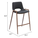  Zuo Desi 101691 Counter Stool - Black & Walnut IMAGE 10