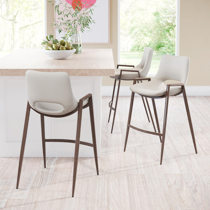  Zuo Desi 101693 Counter Stool - Beige & Walnut IMAGE 8