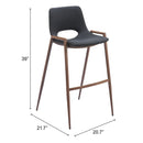  Zuo Desi 101697 Barstool - Black & Walnut IMAGE 10