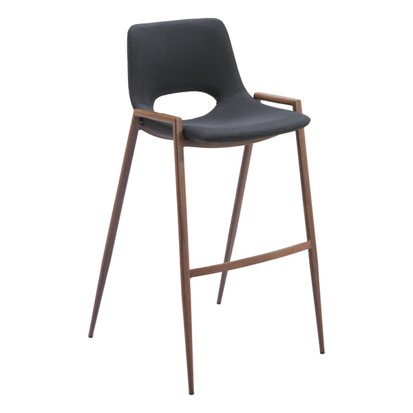  Zuo Desi 101697 Barstool - Black & Walnut IMAGE 1