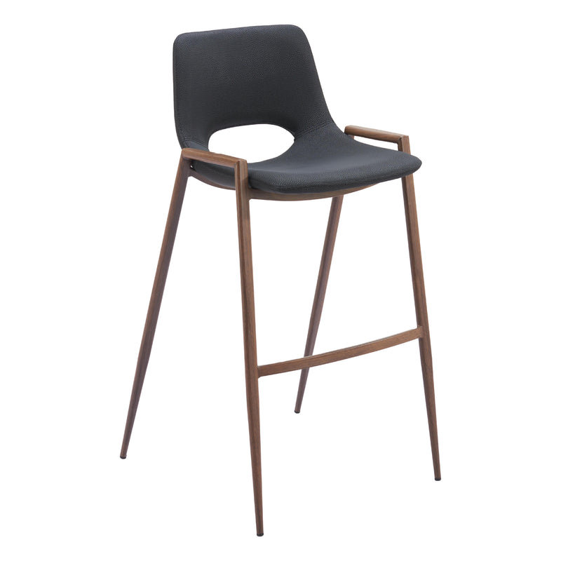  Zuo Desi 101697 Barstool - Black & Walnut IMAGE 1