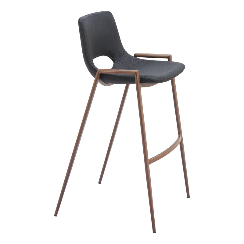  Zuo Desi 101697 Barstool - Black & Walnut IMAGE 6