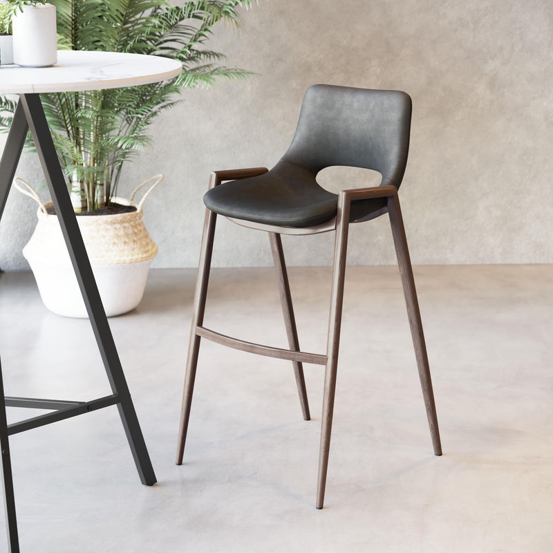  Zuo Desi 101697 Barstool - Black & Walnut IMAGE 8