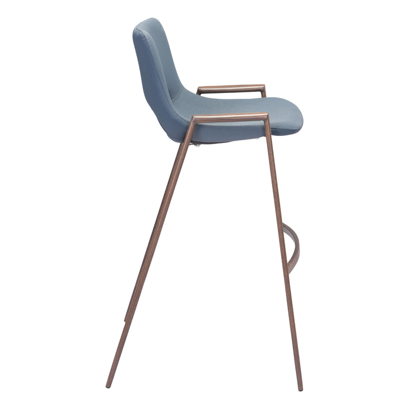  Zuo Desi 101698 Barstool - Azure Grey & Walnut IMAGE 2