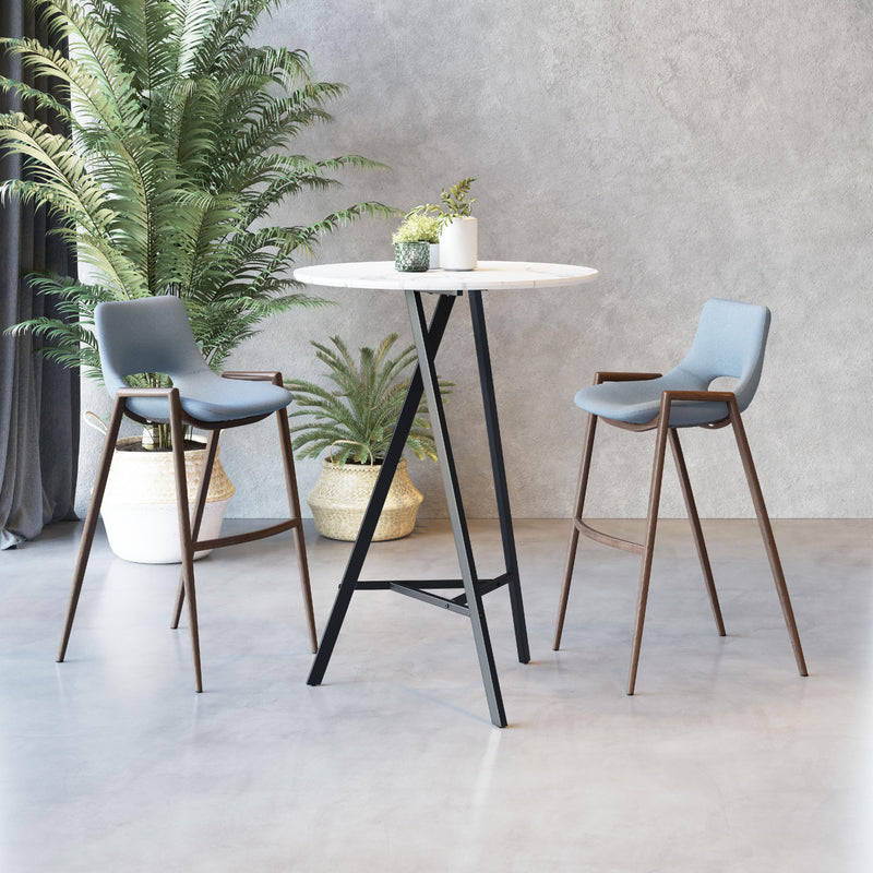  Zuo Desi 101698 Barstool - Azure Grey & Walnut IMAGE 8