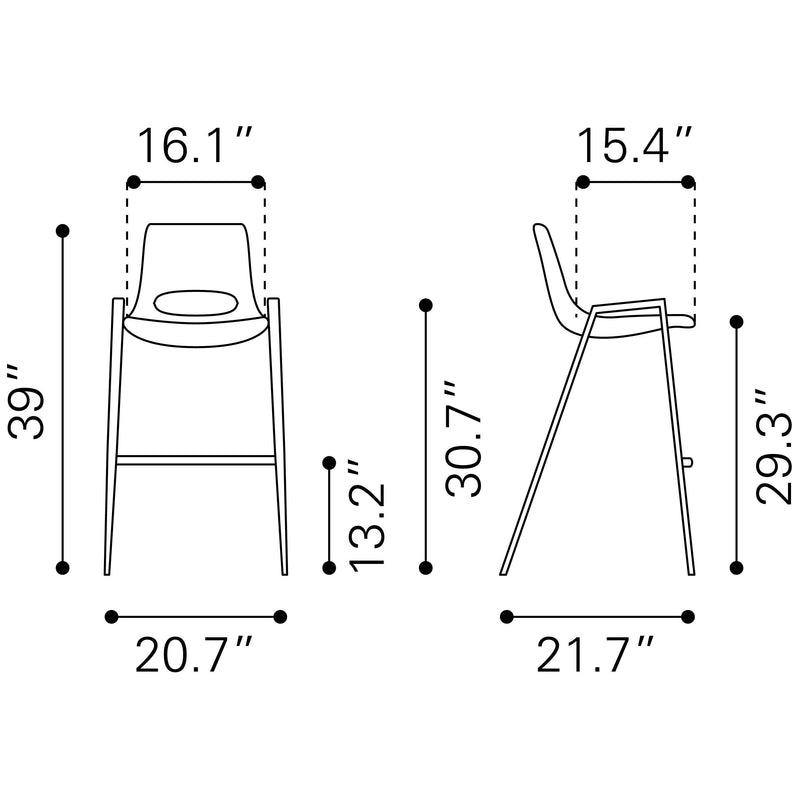  Zuo Desi 101698 Barstool - Azure Grey & Walnut IMAGE 9
