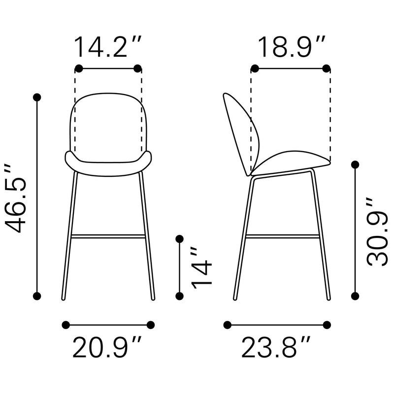  Zuo Miles 101742 Barstool - Red IMAGE 10