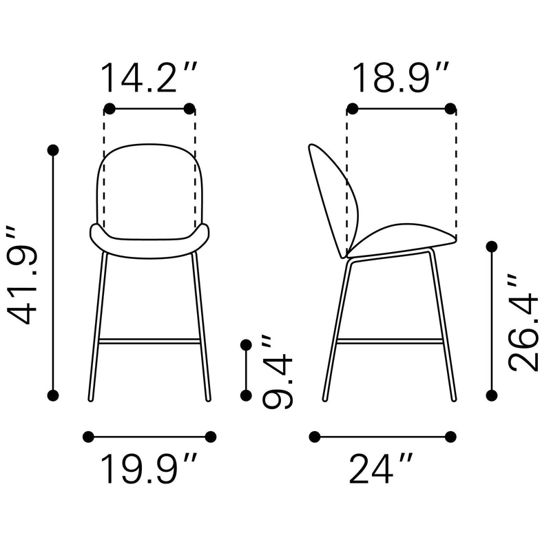  Zuo Miles 101745 Counter Stool - Red IMAGE 10