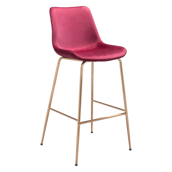  Zuo Tony 101759 Barstool - Red & Gold IMAGE 1