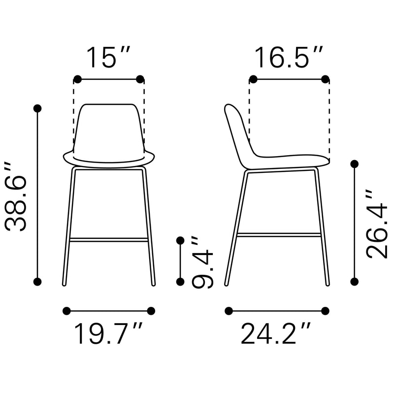  Zuo Tony 101764 Counter Stool - Red & Gold IMAGE 10