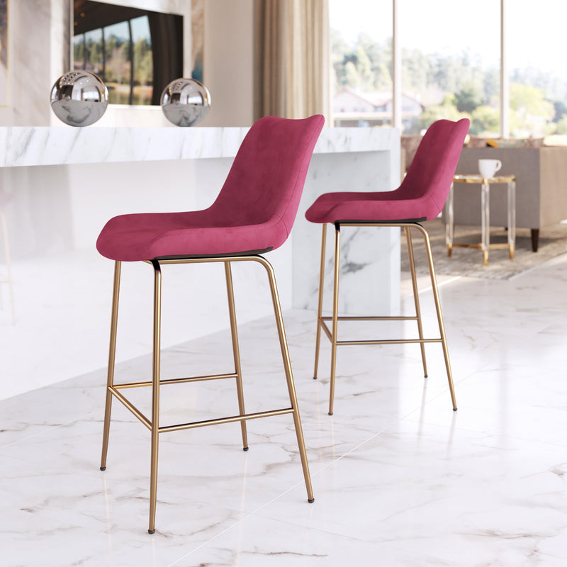  Zuo Tony 101764 Counter Stool - Red & Gold IMAGE 9