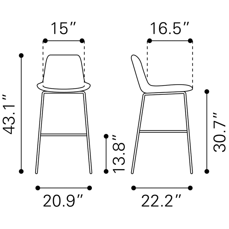  Zuo Byron 101771 Barstool - Brown IMAGE 10