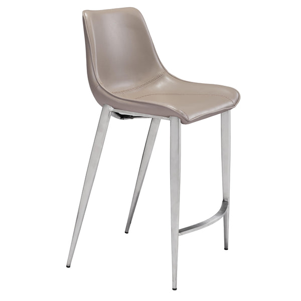 Zuo Magnus 102028 Counter Stool - Brown & Silver IMAGE 1