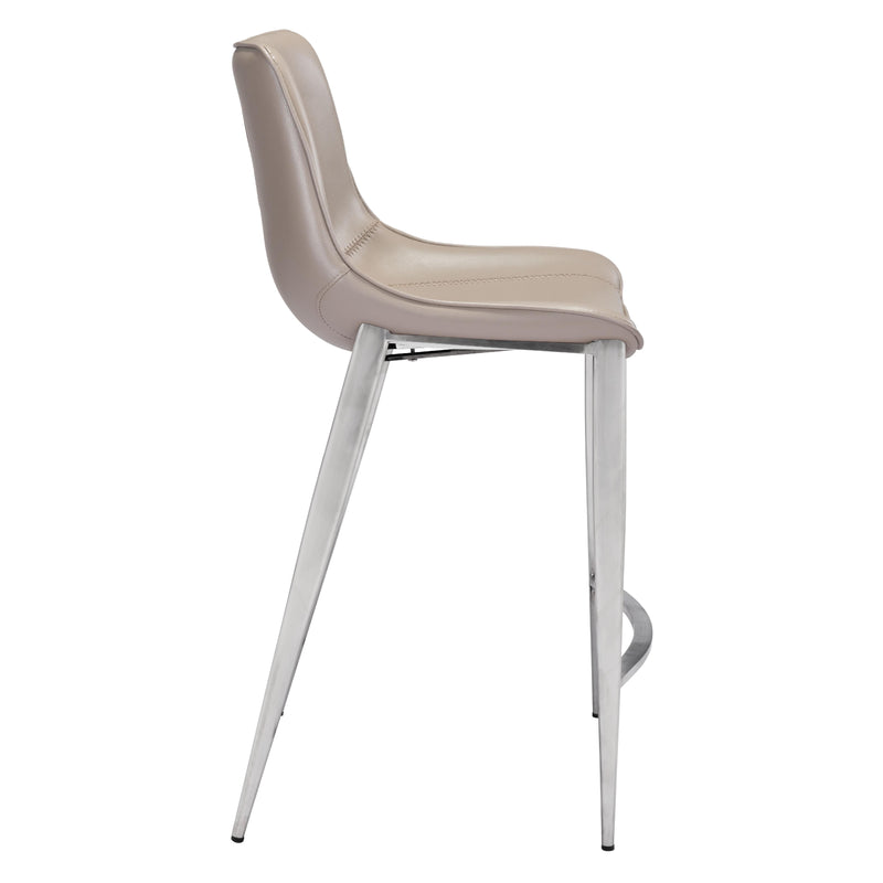  Zuo Magnus 102028 Counter Stool - Brown & Silver IMAGE 2