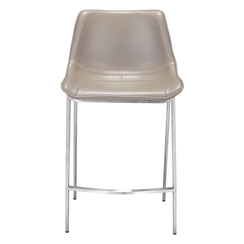  Zuo Magnus 102028 Counter Stool - Brown & Silver IMAGE 3