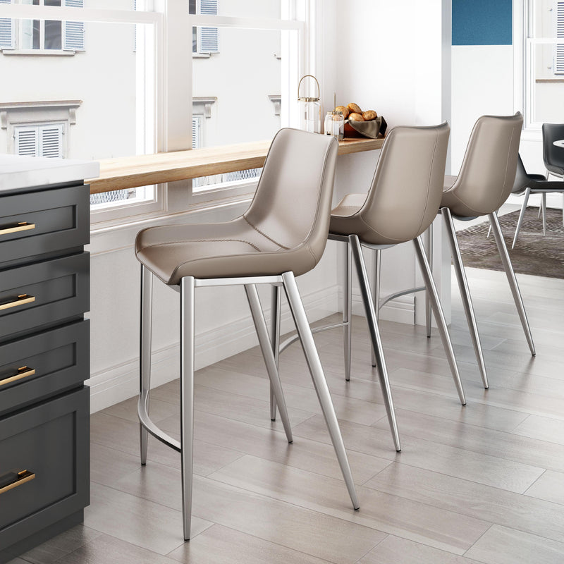  Zuo Magnus 102028 Counter Stool - Brown & Silver IMAGE 7