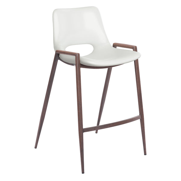  Zuo Desi 109069 Counter Stool - White & Walnut IMAGE 1