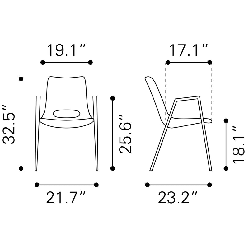  Zuo Desi 109068 Dining Chair - White & Walnut IMAGE 8