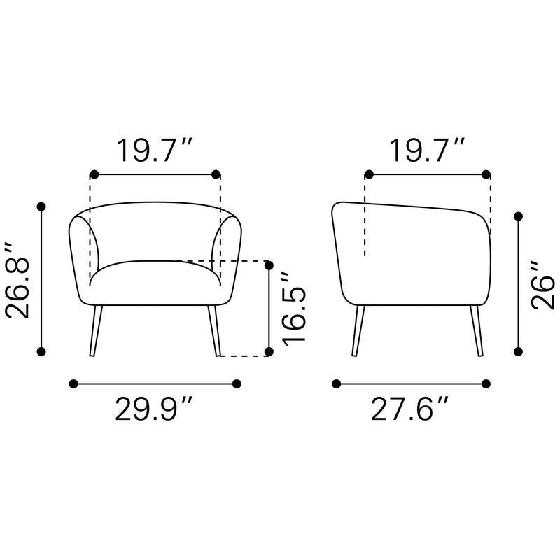  Zuo Deco 101852 Accent Chair - Grey IMAGE 11
