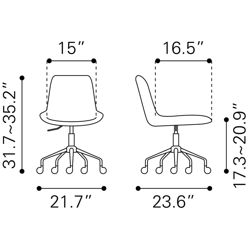  Zuo Byron 101782 Office Chair - White IMAGE 10