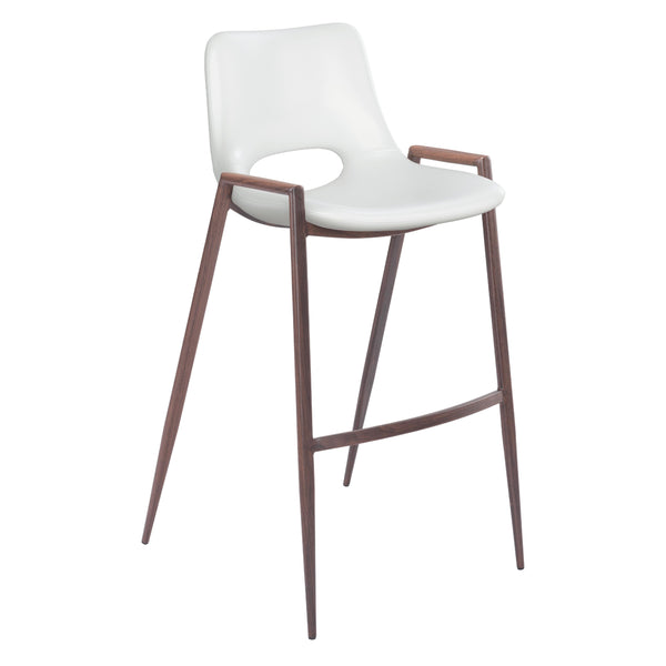  Zuo Desi 109070 Barstool - White & Walnut IMAGE 1