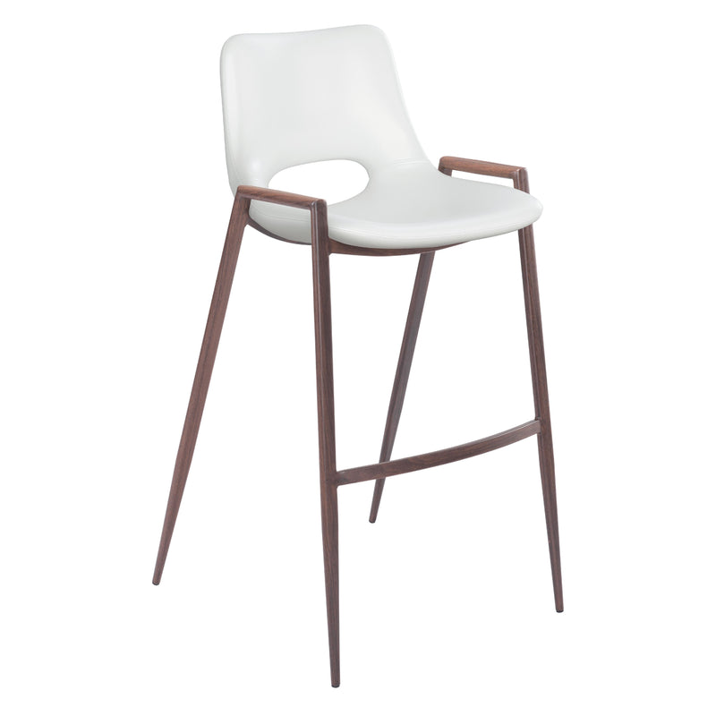  Zuo Desi 109070 Barstool - White & Walnut IMAGE 1