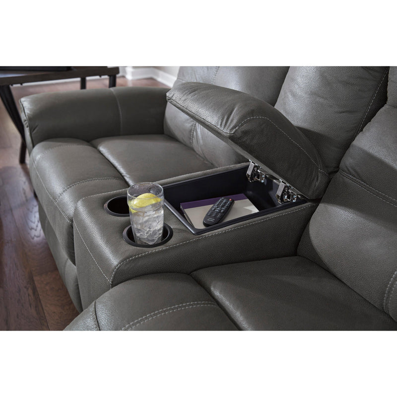 Signature Design by Ashley Jesolo Reclining Fabric Loveseat with Console 8670594C IMAGE 4