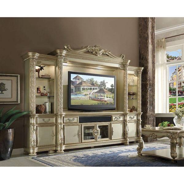 Acme Furniture Vendome II 91310 Entertainment Center - Gold Patina & Bone IMAGE 1