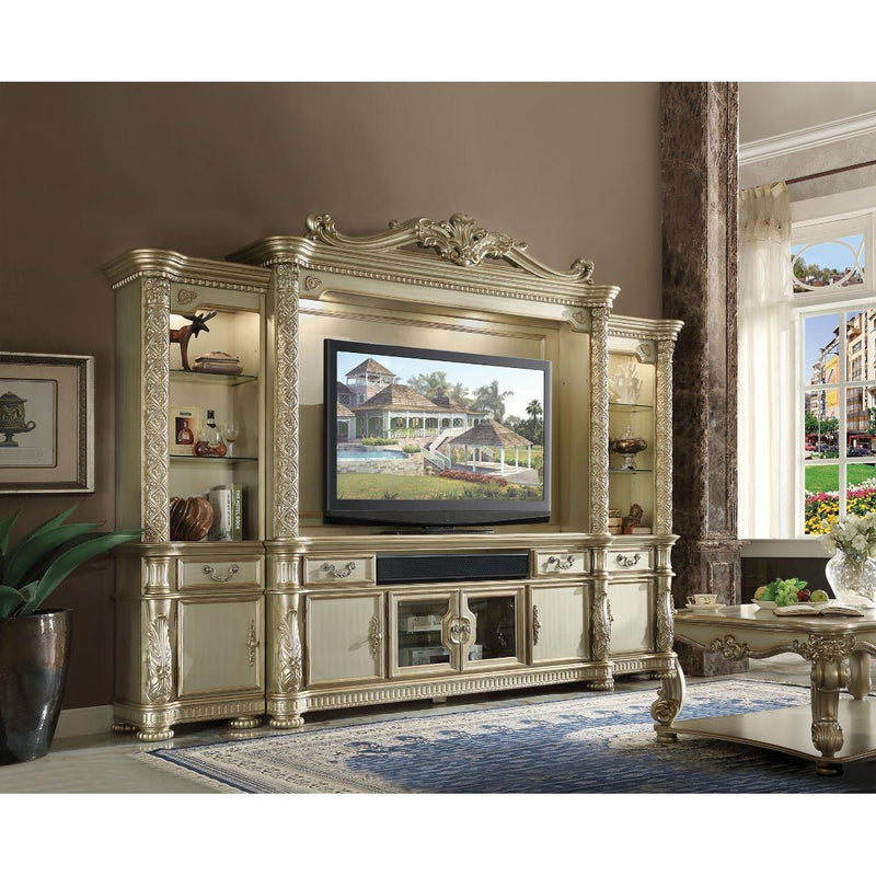 Acme Furniture Vendome II 91310 Entertainment Center - Gold Patina & Bone IMAGE 1