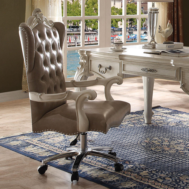 Acme Furniture Versailles 92277 Executive Office Chair - Vintage Gray PU & Bone White IMAGE 2
