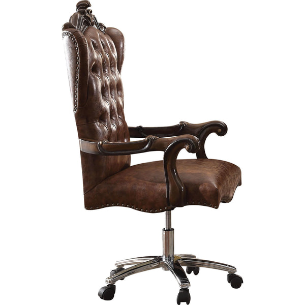 Acme Furniture Versailles 92282 Executive Office Chair - Light Brown PU & Cherry Oak IMAGE 1