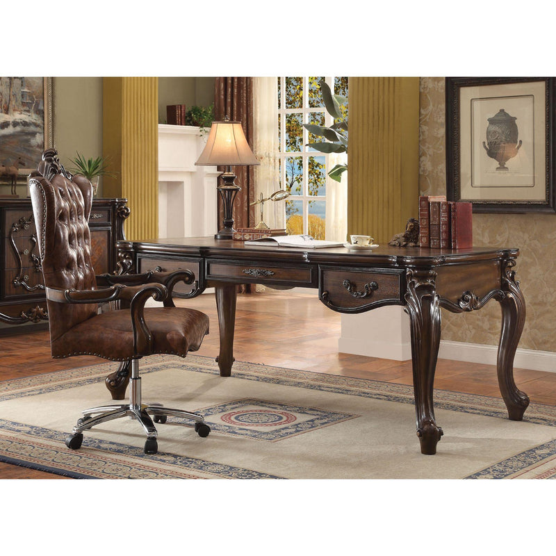 Acme Furniture Versailles 92282 Executive Office Chair - Light Brown PU & Cherry Oak IMAGE 3