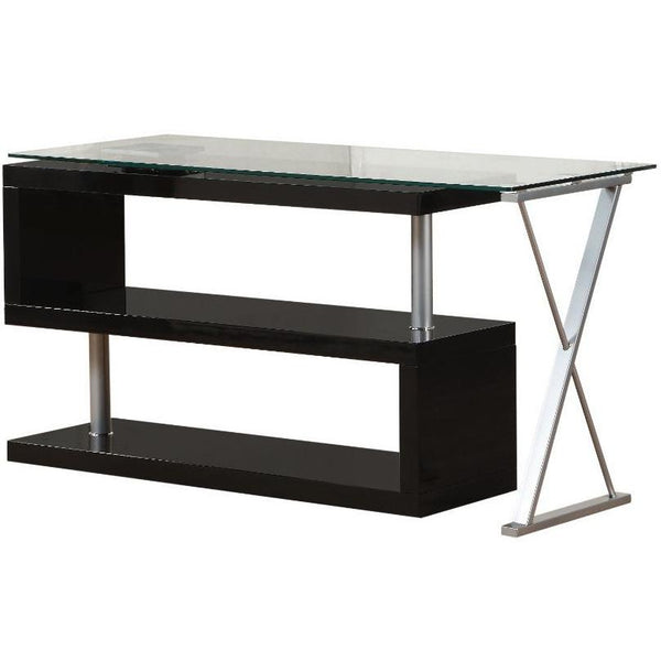Acme Furniture Buck 92366 Desk - Black High Gloss & Clear Glass IMAGE 1