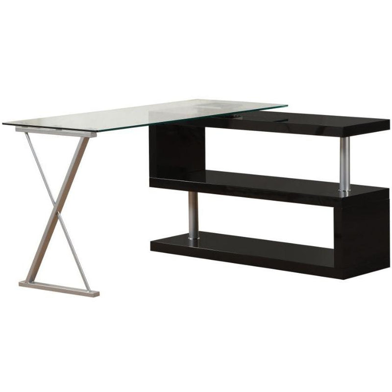Acme Furniture Buck 92366 Desk - Black High Gloss & Clear Glass IMAGE 2