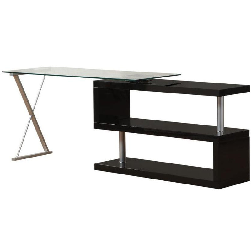 Acme Furniture Buck 92366 Desk - Black High Gloss & Clear Glass IMAGE 3