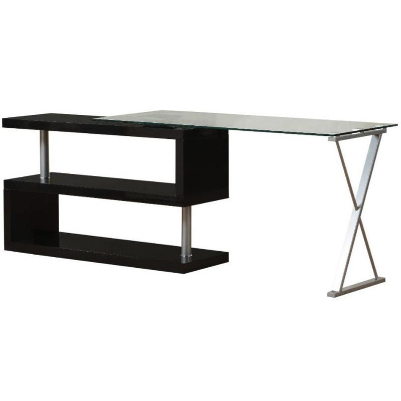 Acme Furniture Buck 92366 Desk - Black High Gloss & Clear Glass IMAGE 4