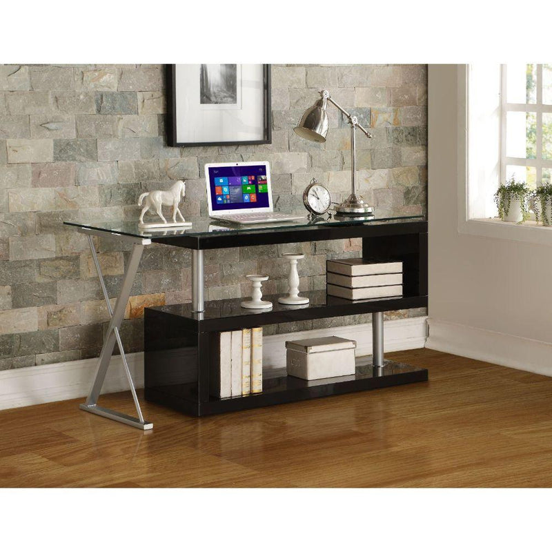 Acme Furniture Buck 92366 Desk - Black High Gloss & Clear Glass IMAGE 6
