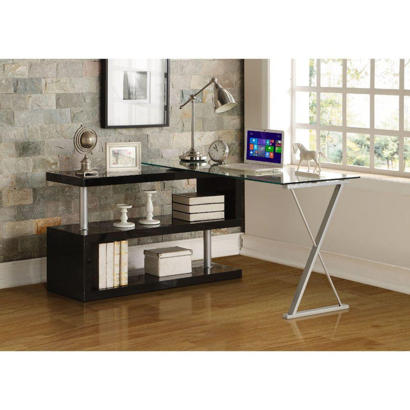 Acme Furniture Buck 92366 Desk - Black High Gloss & Clear Glass IMAGE 7