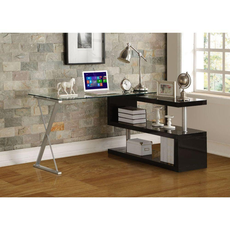 Acme Furniture Buck 92366 Desk - Black High Gloss & Clear Glass IMAGE 8