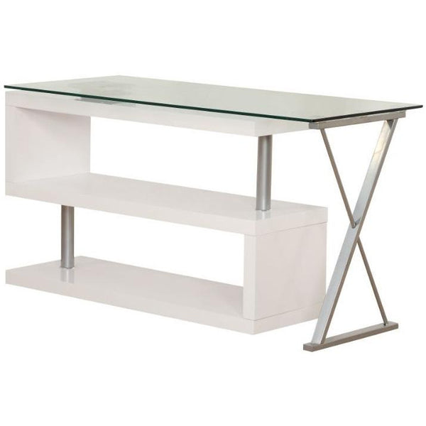 Acme Furniture Buck 92368 Desk - White High Gloss & Clear Glass IMAGE 1